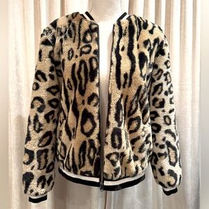 Leopard print faux fur jacket